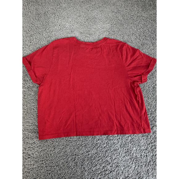 Love & Lazy Days Shirt Womens S Red Cropped Tokyo Japan Graphic Crew Neck Tee - Picture 3 of 6